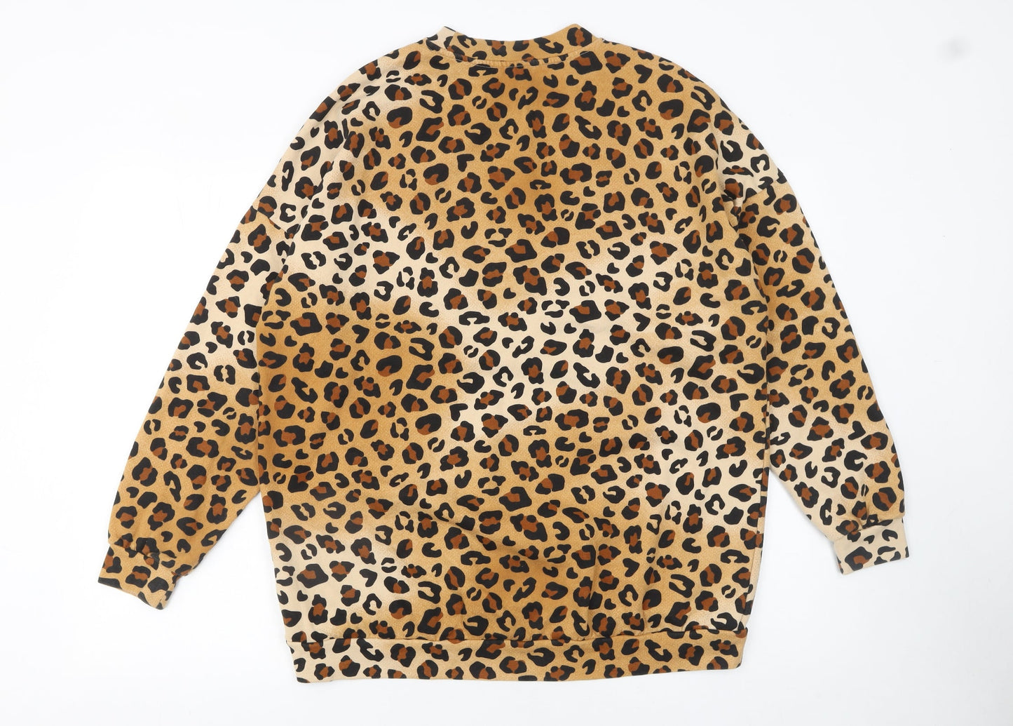 Monki Womens Leopard Print Beige Pullover Sweatshirt Size S