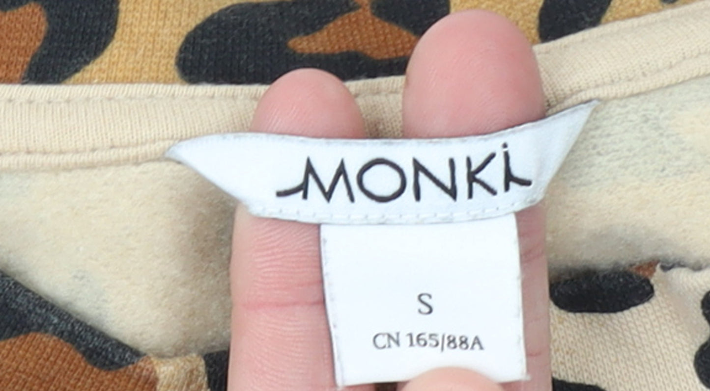 Monki Womens Leopard Print Beige Pullover Sweatshirt Size S