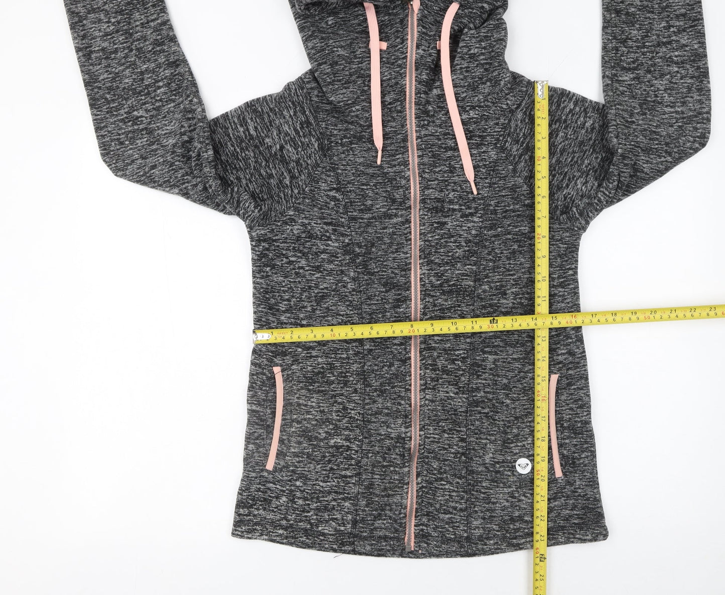 Roxy Women's Grey Full Zip Hoodie Small Polyester Hooded Sweatshirt