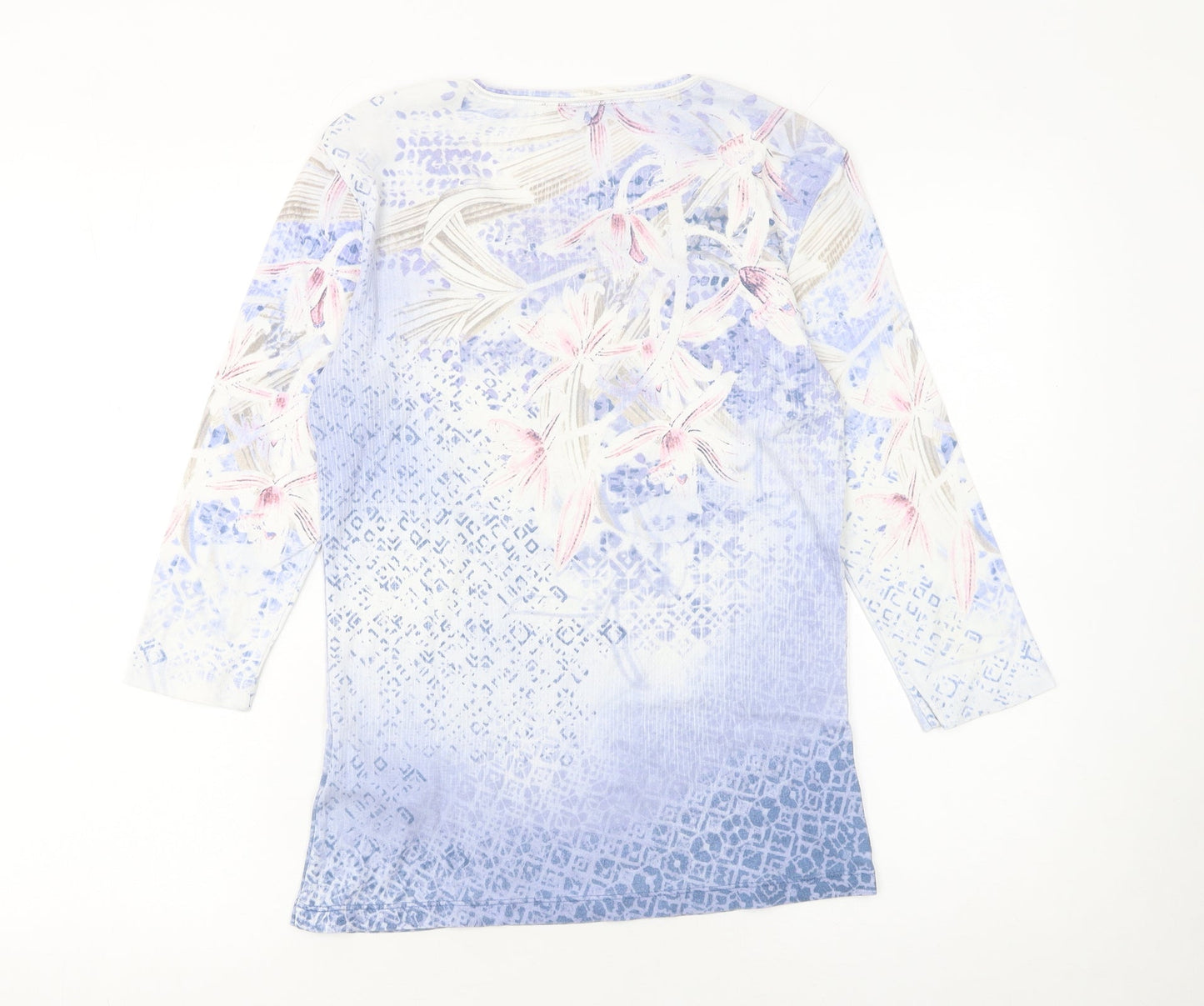 Olsen Women’s Multicoloured Floral Cotton 3/4 Sleeve T-Shirt Size 10
