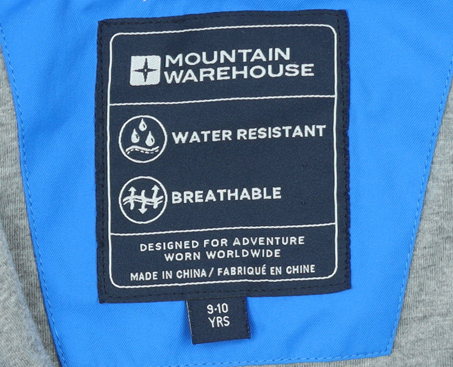 Mountain Warehouse Boys Blue 9-10 Years Water Resistant Rain Jacket