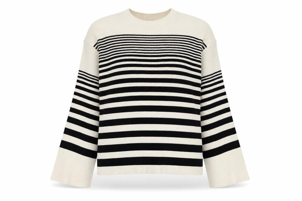 Marks & Spencer Women’s Black & Beige Stripe Knit Jumper Size L