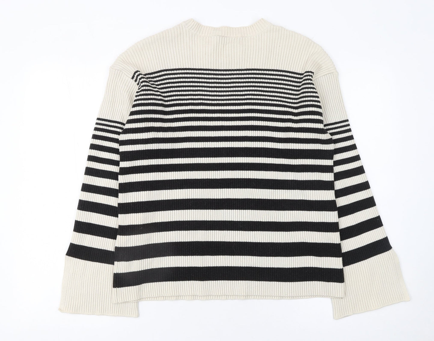 Marks and Spencer Women’s Black & Beige Stripe Knit Jumper Size L