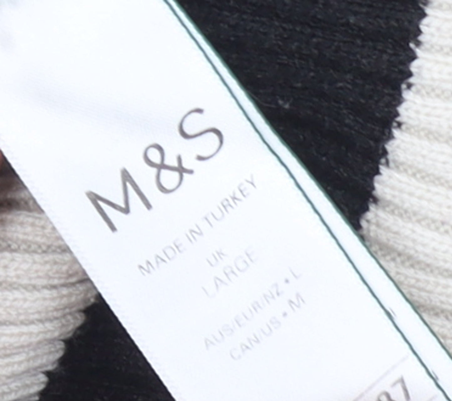 Marks and Spencer Women’s Black & Beige Stripe Knit Jumper Size L