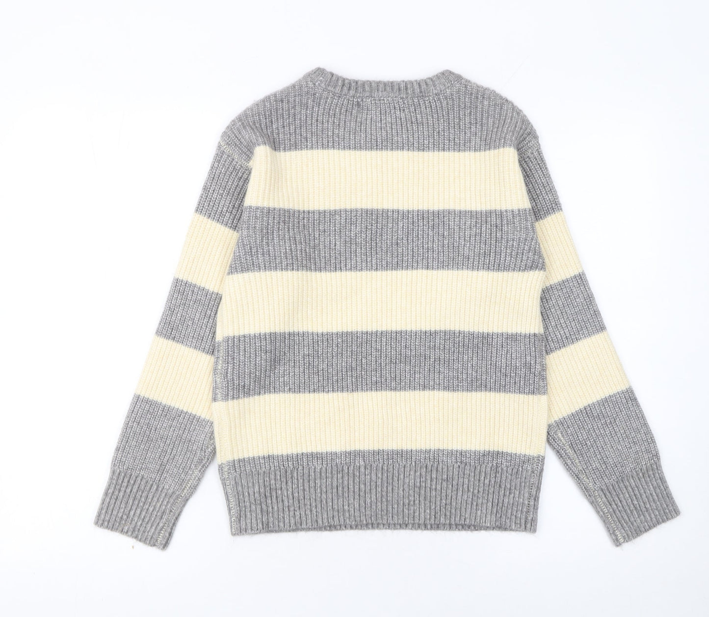 Marks and Spencer Women’s Grey Striped Chunky Knit Jumper XS