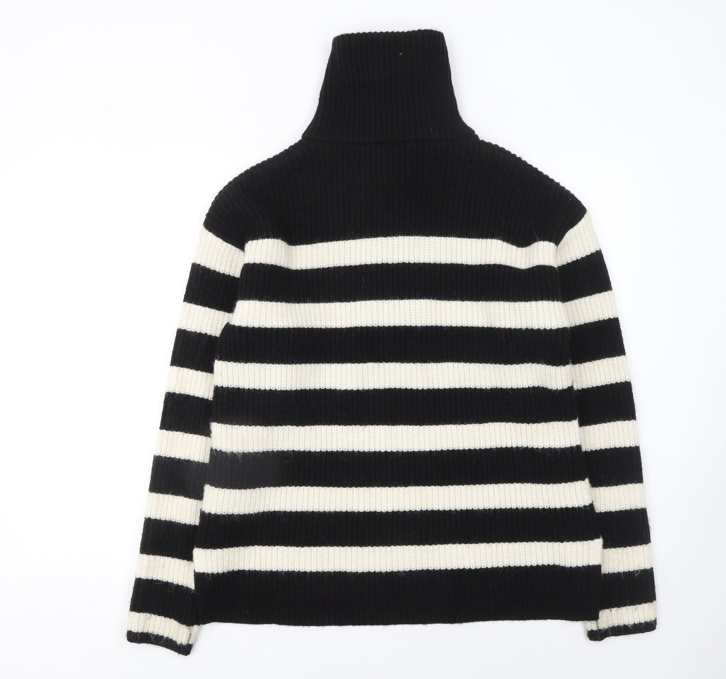 NEXT Girls Black & Ivory Striped 1/2 Zip Ribbed Jumper 15 Years