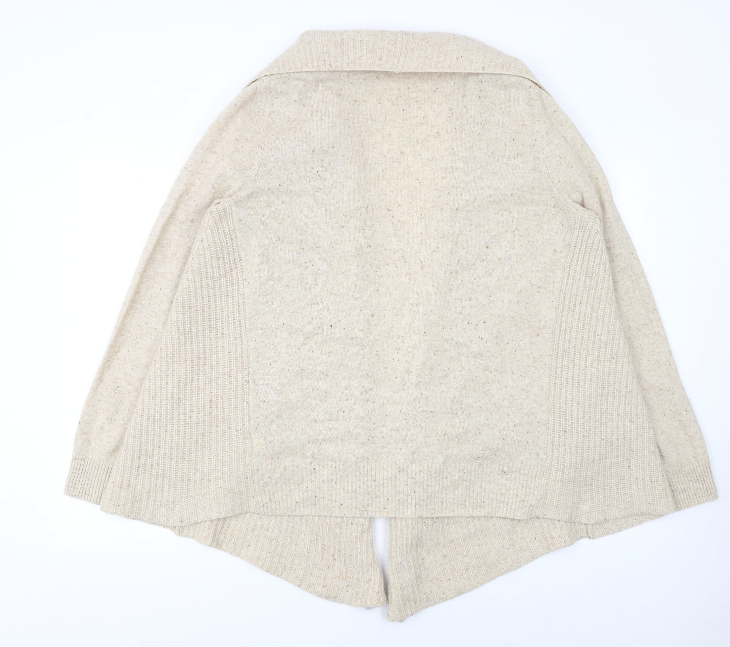 Joules Women Beige Wool Chunky Knit Open Collar Cardigan Size 10