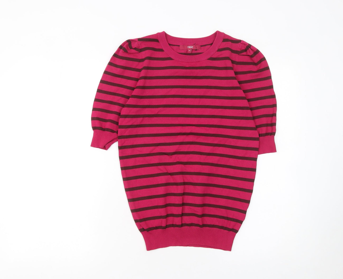 Next Women’s Pink Striped 3/4 Sleeve Crew Neck Pullover Jumper Size 10