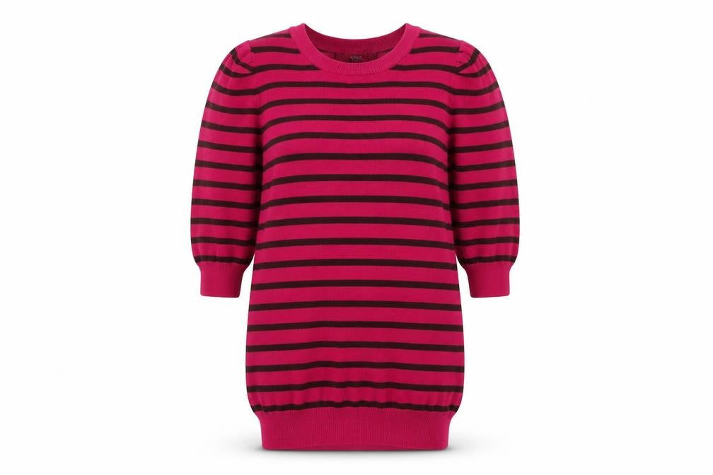 Next Women’s Pink Striped 3/4 Sleeve Crew Neck Pullover Jumper Size 10
