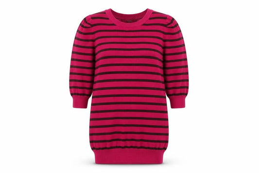 Next Women’s Pink Striped 3/4 Sleeve Crew Neck Pullover Jumper Size 10