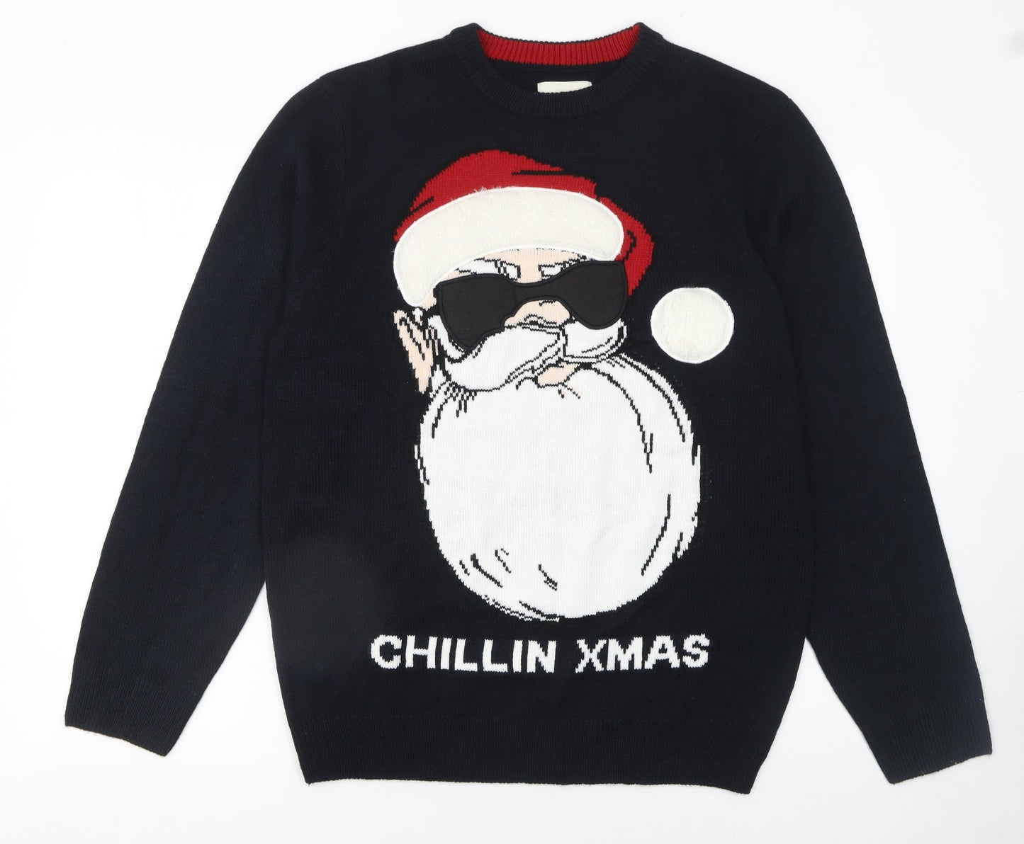 C&A Men's Black Christmas Santa Pullover Jumper L
