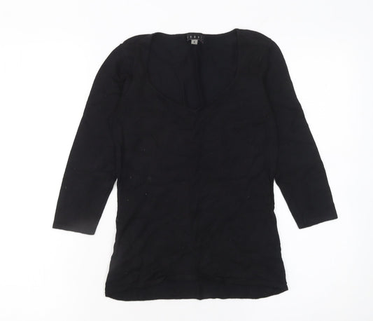 Coast Women's Black V-Neck Slim Fit 3/4 Sleeve Pullover Jumper Size 8