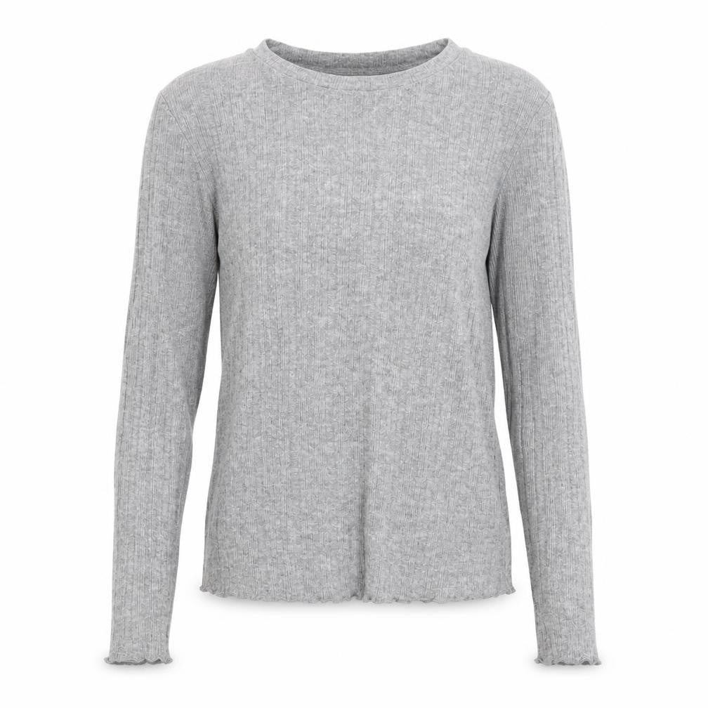 Mango Womens Grey Slim Fit Crew Neck Ribbed Knit Jumper Size S