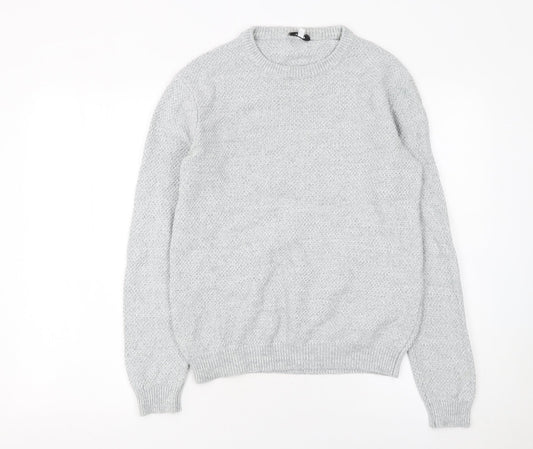 Reiss Men Grey Small Cotton Crew Neck Knit Jumper