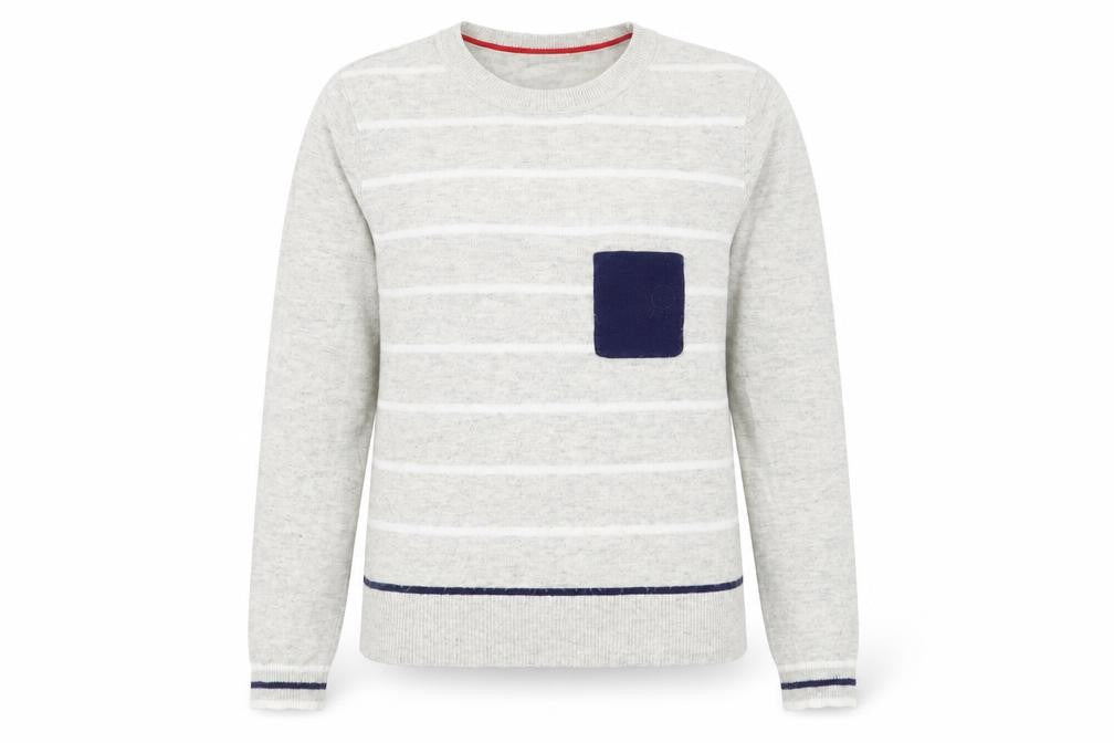 Oasis Women’s Grey Striped Star Jumper Size M Crew Neck Pullover