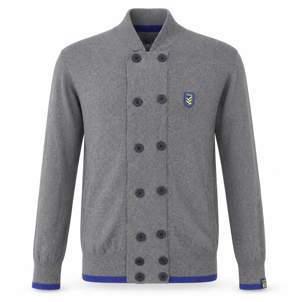 Gio Goi Men's Grey Cotton Collared Button Cardigan Size L