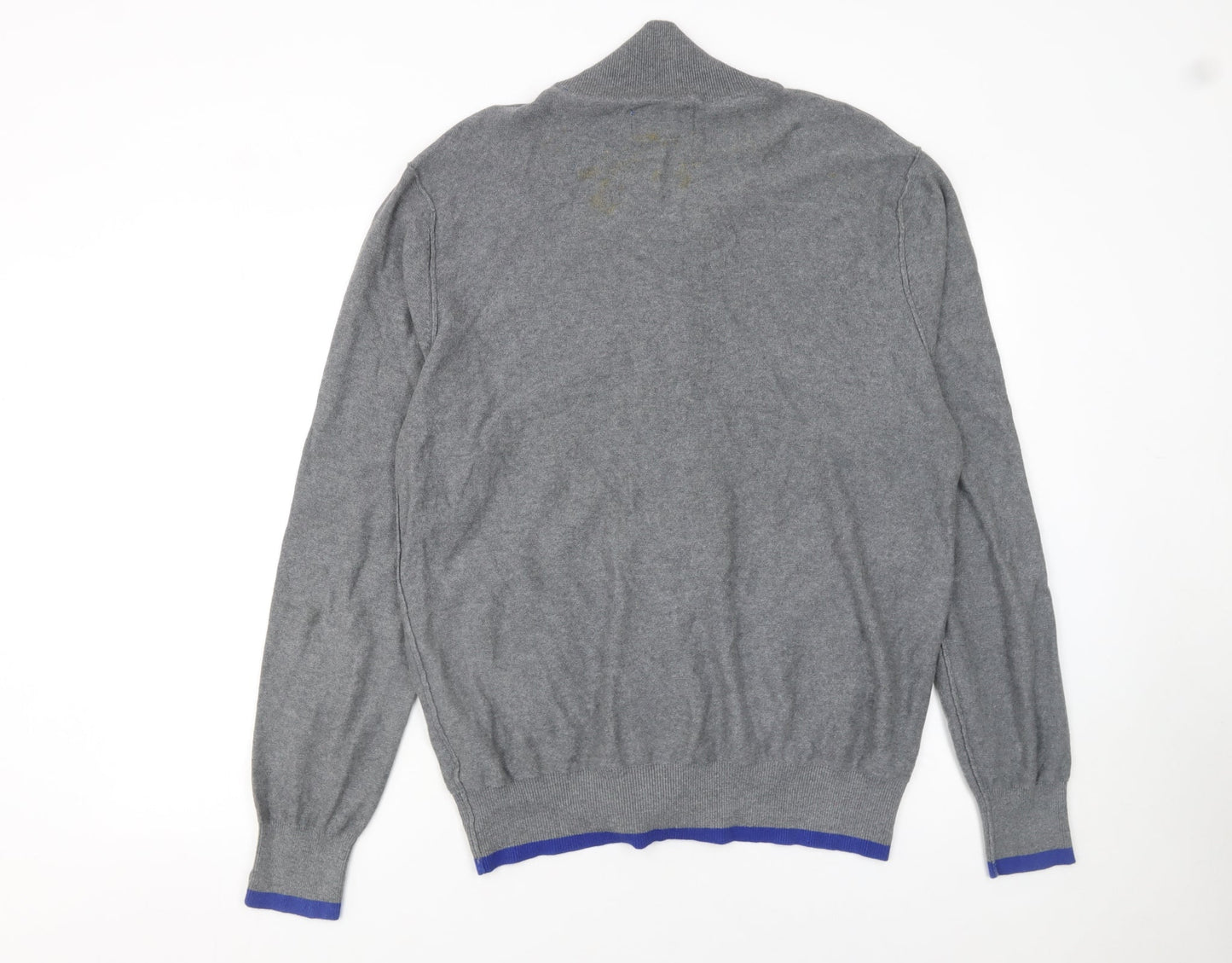 Gio Goi Men's Grey Cotton Collared Button Cardigan Size L