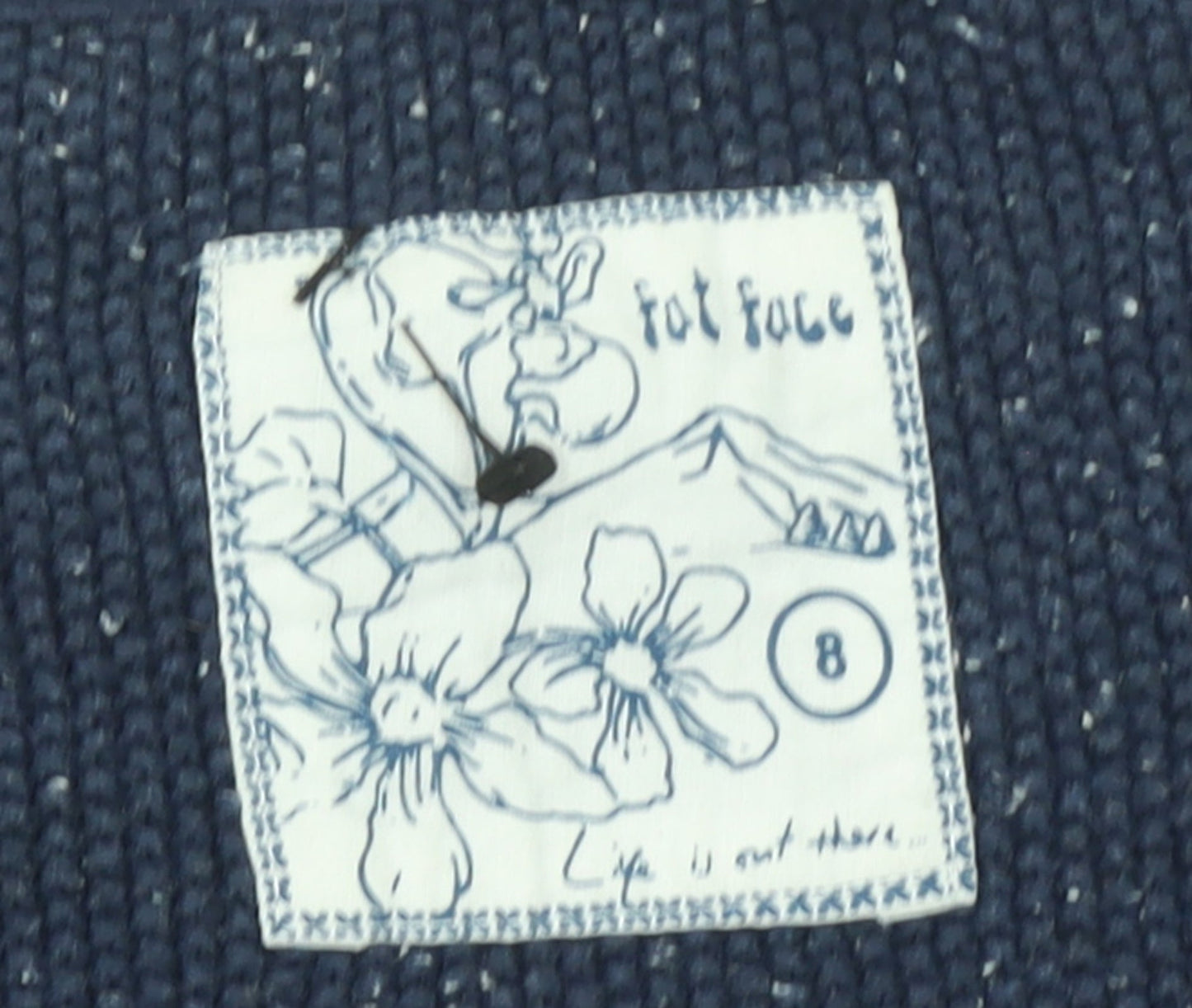Fat Face Women's Blue Cotton V-Neck Knit Jumper Size 8