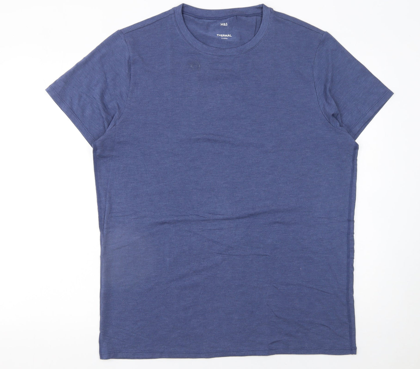Marks and Spencer Men’s Blue Thermal Short Sleeve Crew Neck T-Shirt XL
