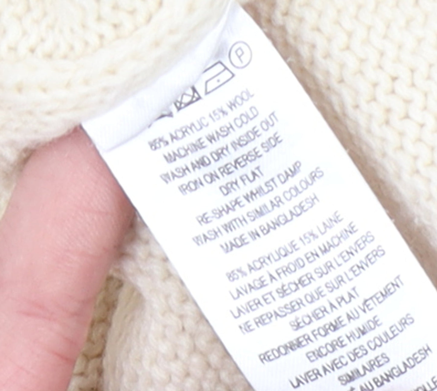 French Connection Men's Beige Fair Isle Wool Blend Jumper Size M