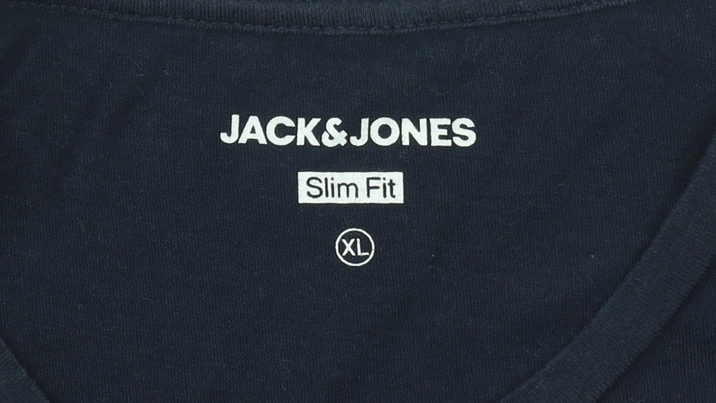 Jack & Jones Men’s Blue Utility Graphic Slim Fit T-Shirt XL