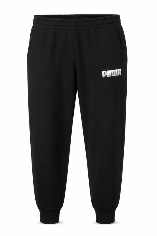 Front view of Puma Men's Black XL Jogger Sweatpants Tapered Fit