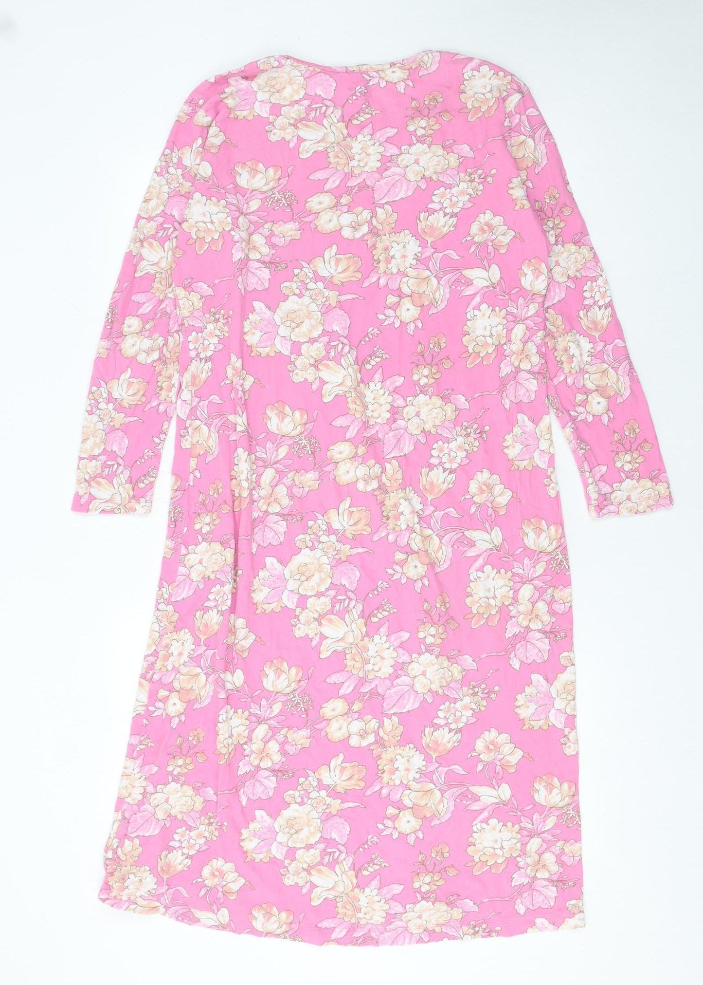 Lands' End Women Pink Floral Cotton Shift Dress Size S