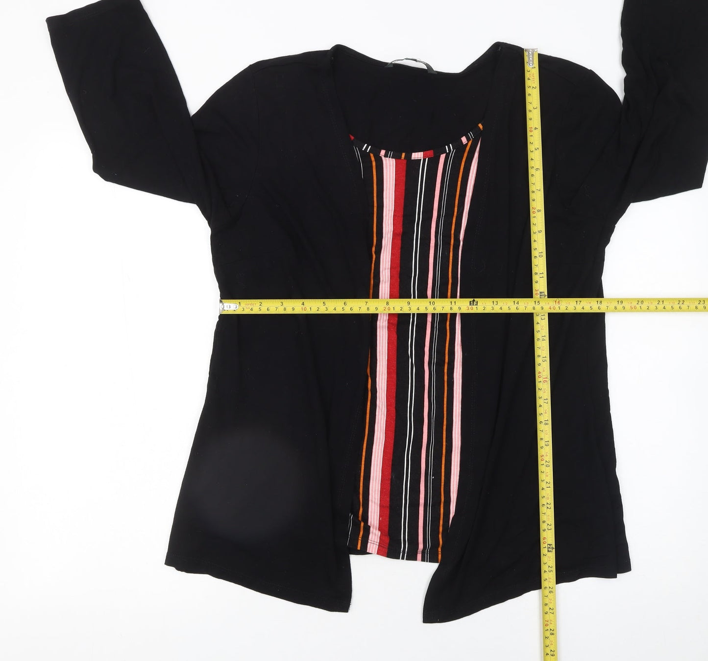 Bonmarché Women’s Black Striped Tunic Blouse Size 16 3/4 Sleeve Jersey Top