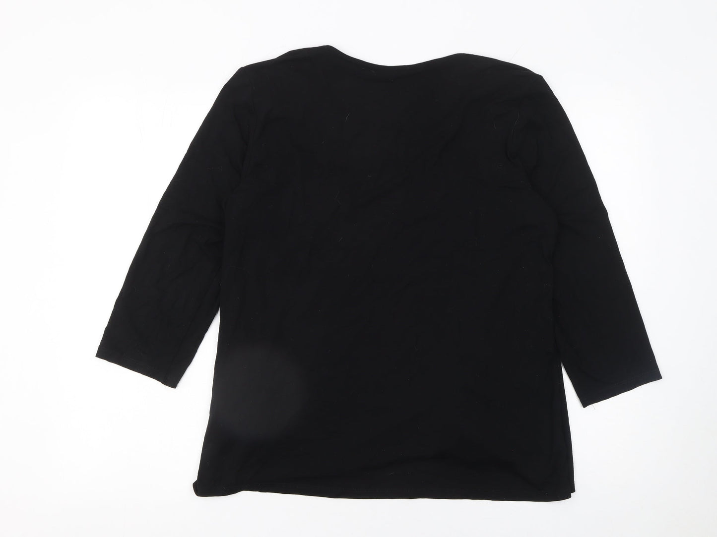Bonmarché Women’s Black Striped Tunic Blouse Size 16 3/4 Sleeve Jersey Top