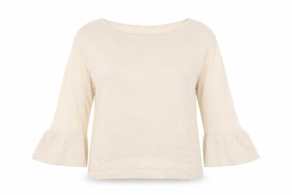 Hobbs Women Beige Knit Flared Sleeve Boat Neck Jumper M