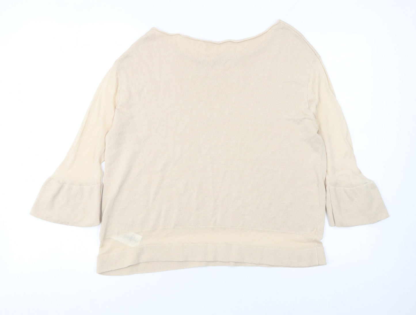 Hobbs Women Beige Knit Flared Sleeve Boat Neck Jumper M