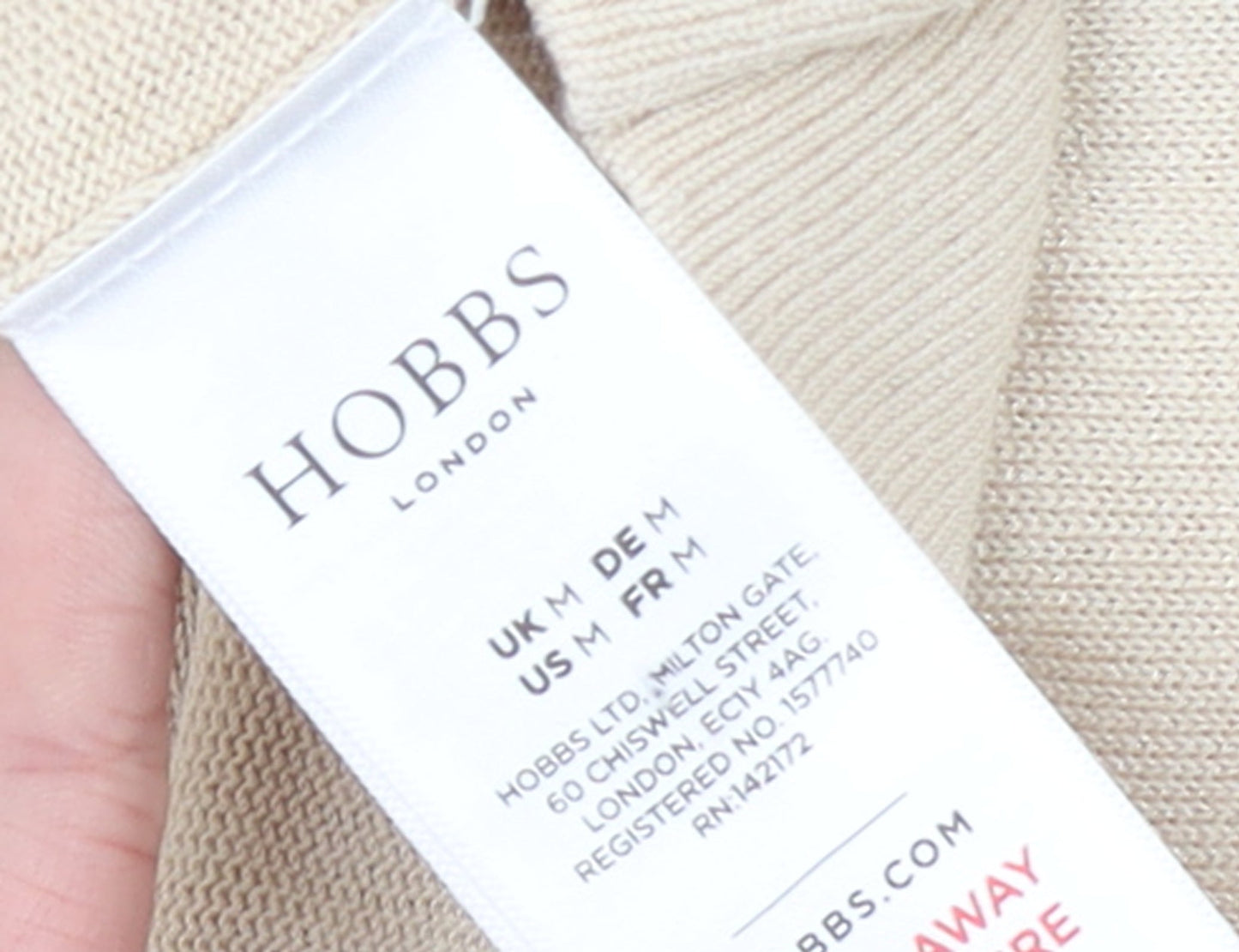 Hobbs Women Beige Knit Flared Sleeve Boat Neck Jumper M