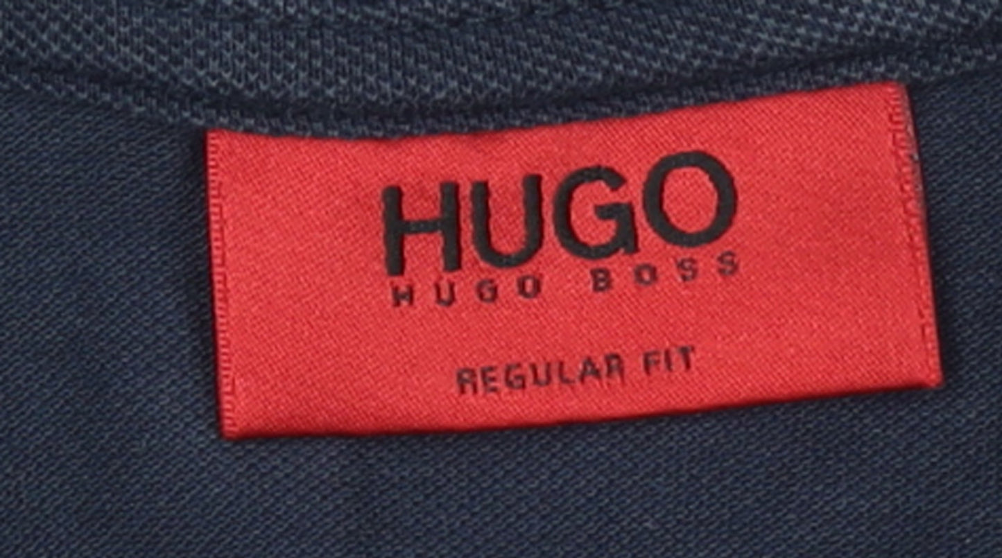 Hugo Boss Men’s Blue Long Sleeve Polo Shirt Size S Regular Fit Cotton