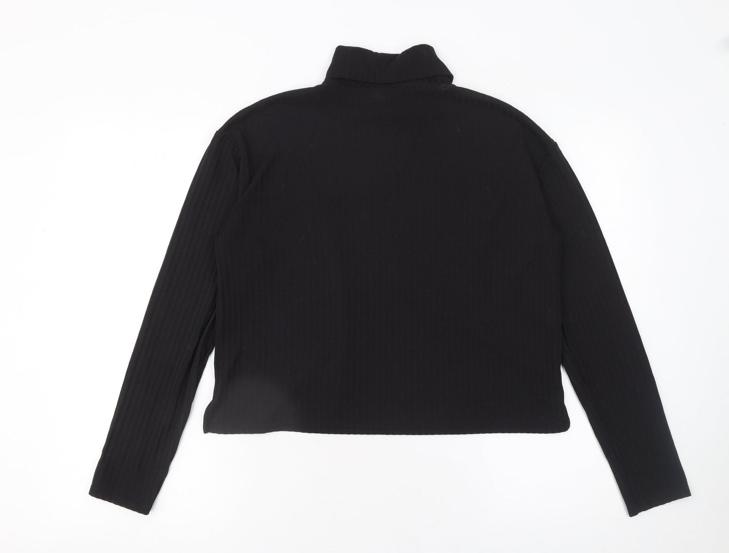 H&M Divided Women’s Black Roll Neck Long Sleeve Stretch Top Size 12