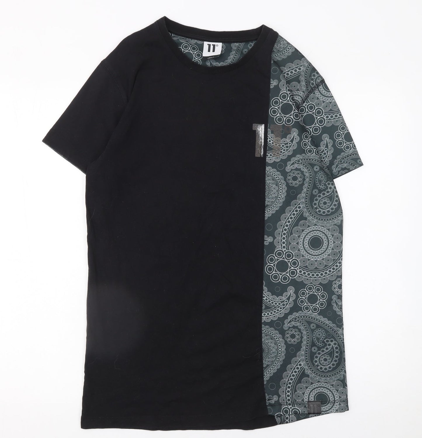 11 Degrees Men's Black & Grey Paisley Short Sleeve T-Shirt Size S