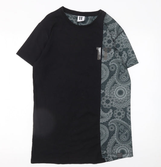 11 Degrees Men's Black & Grey Paisley Short Sleeve T-Shirt Size S