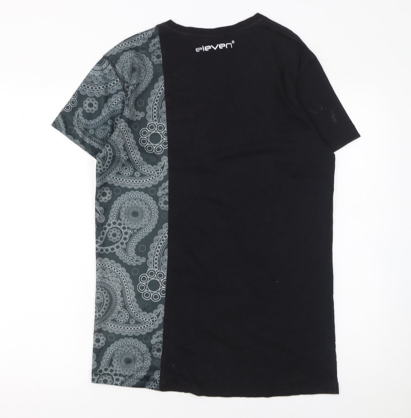 11 Degrees Men's Black & Grey Paisley Short Sleeve T-Shirt Size S