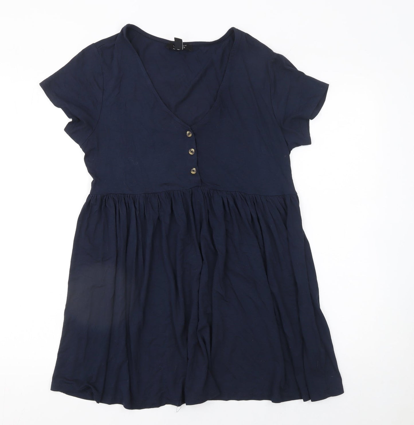 New Look Women Blue Maternity Tunic Blouse Size 12 Short Sleeve