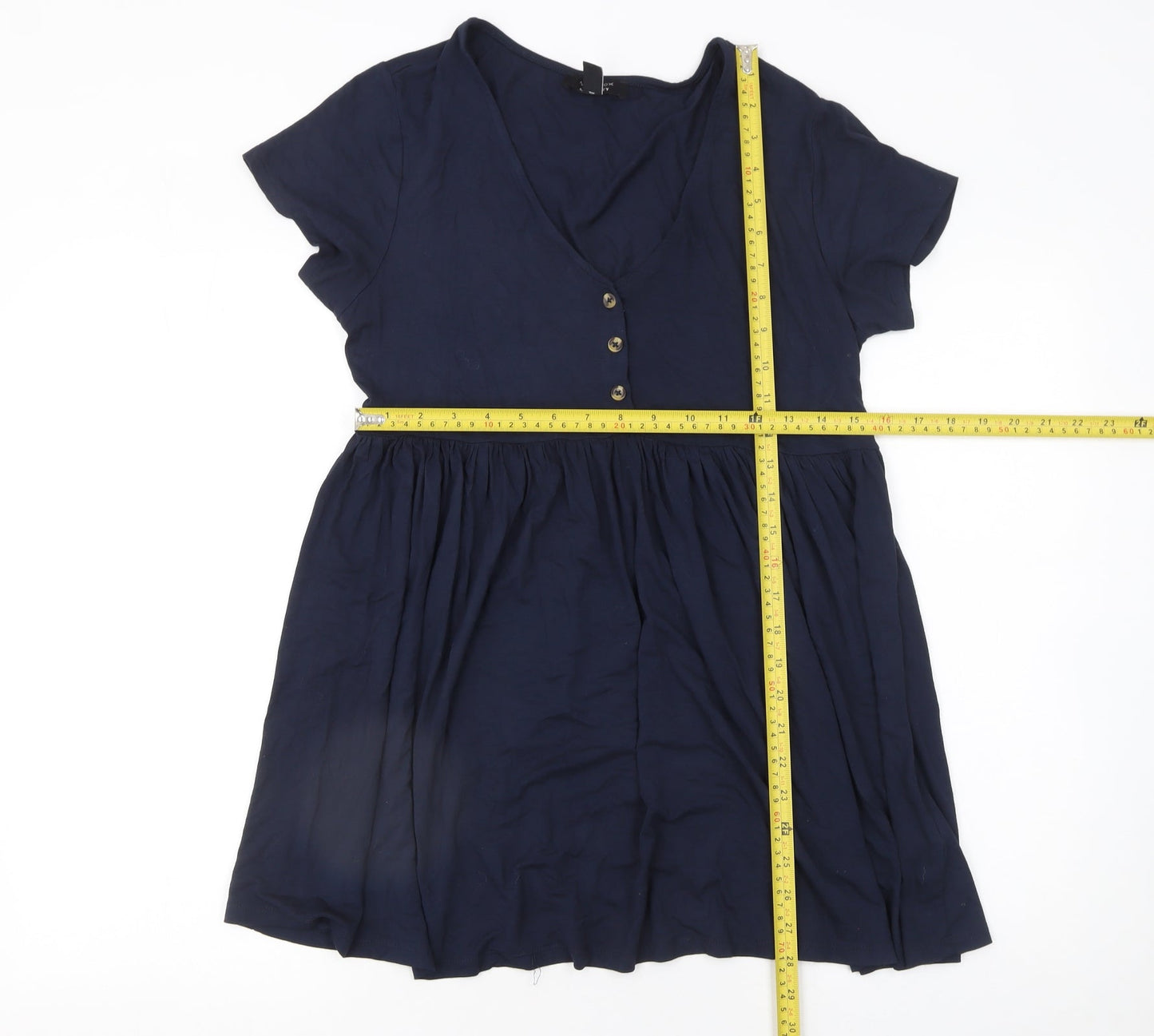 New Look Women Blue Maternity Tunic Blouse Size 12 Short Sleeve