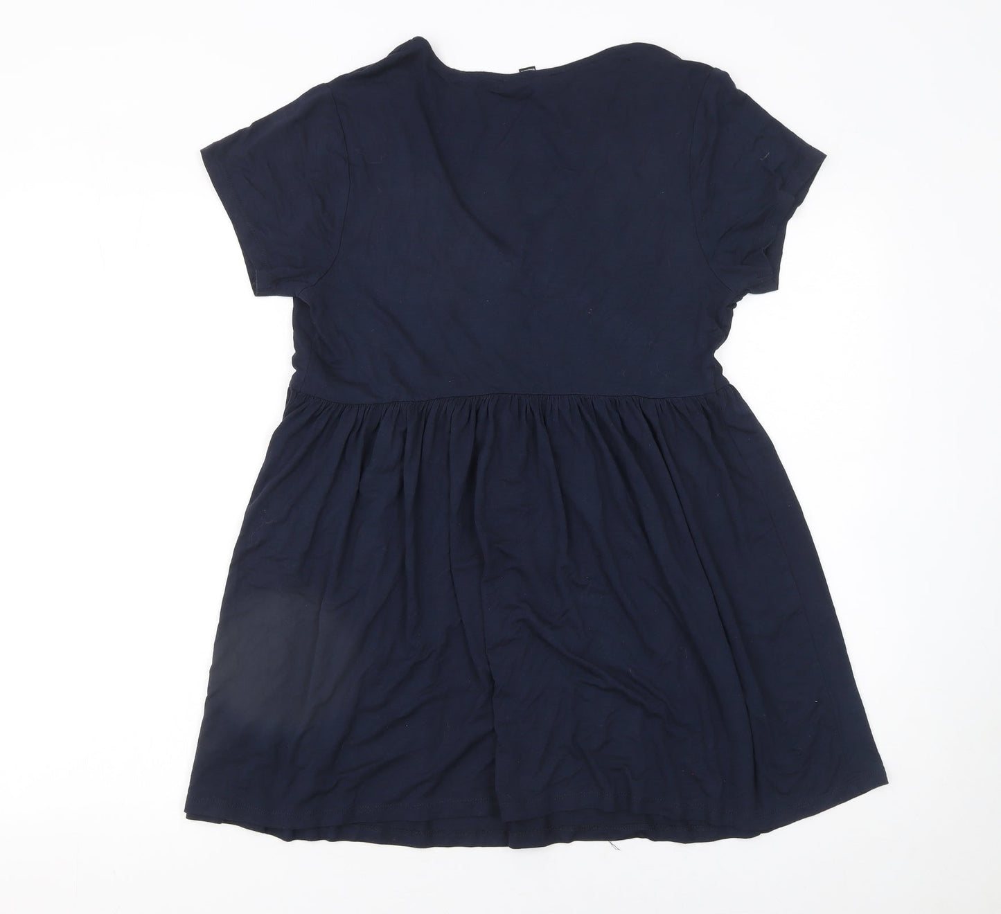 New Look Women Blue Maternity Tunic Blouse Size 12 Short Sleeve