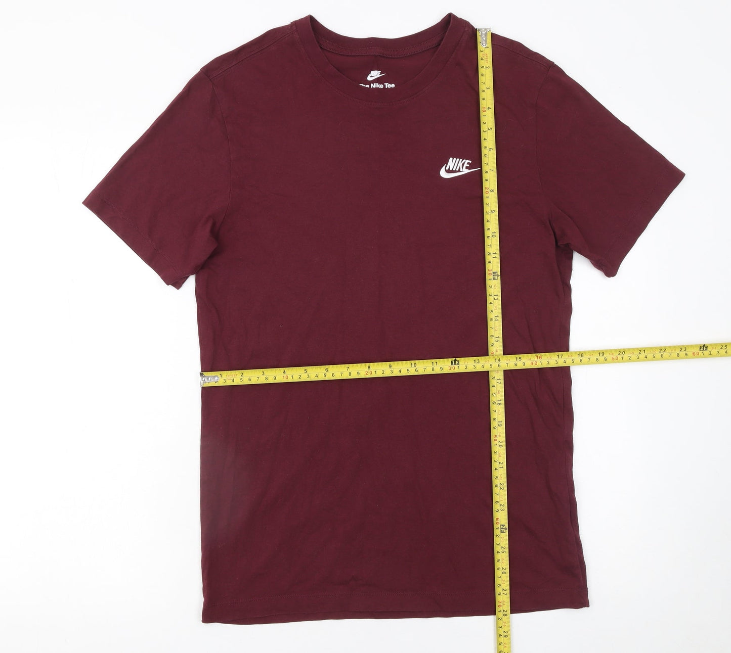 Nike Men's Red Small Crew Neck Cotton T-Shirt