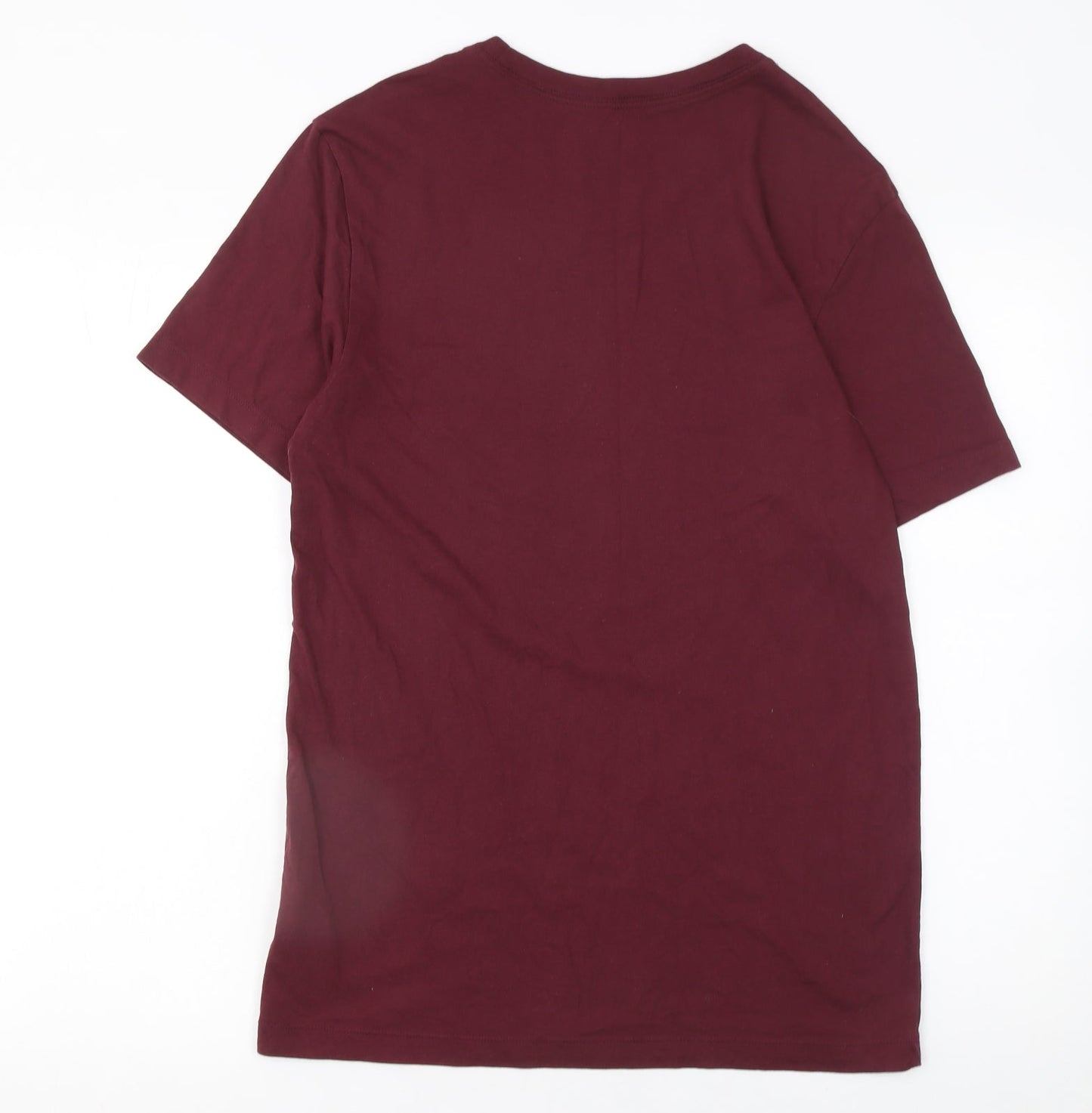 Nike Men's Red Small Crew Neck Cotton T-Shirt