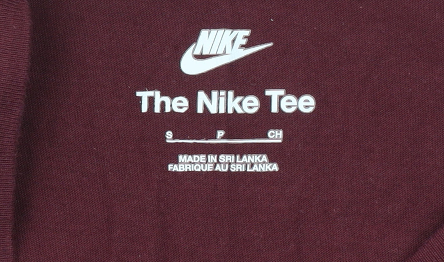 Nike Men's Red Small Crew Neck Cotton T-Shirt