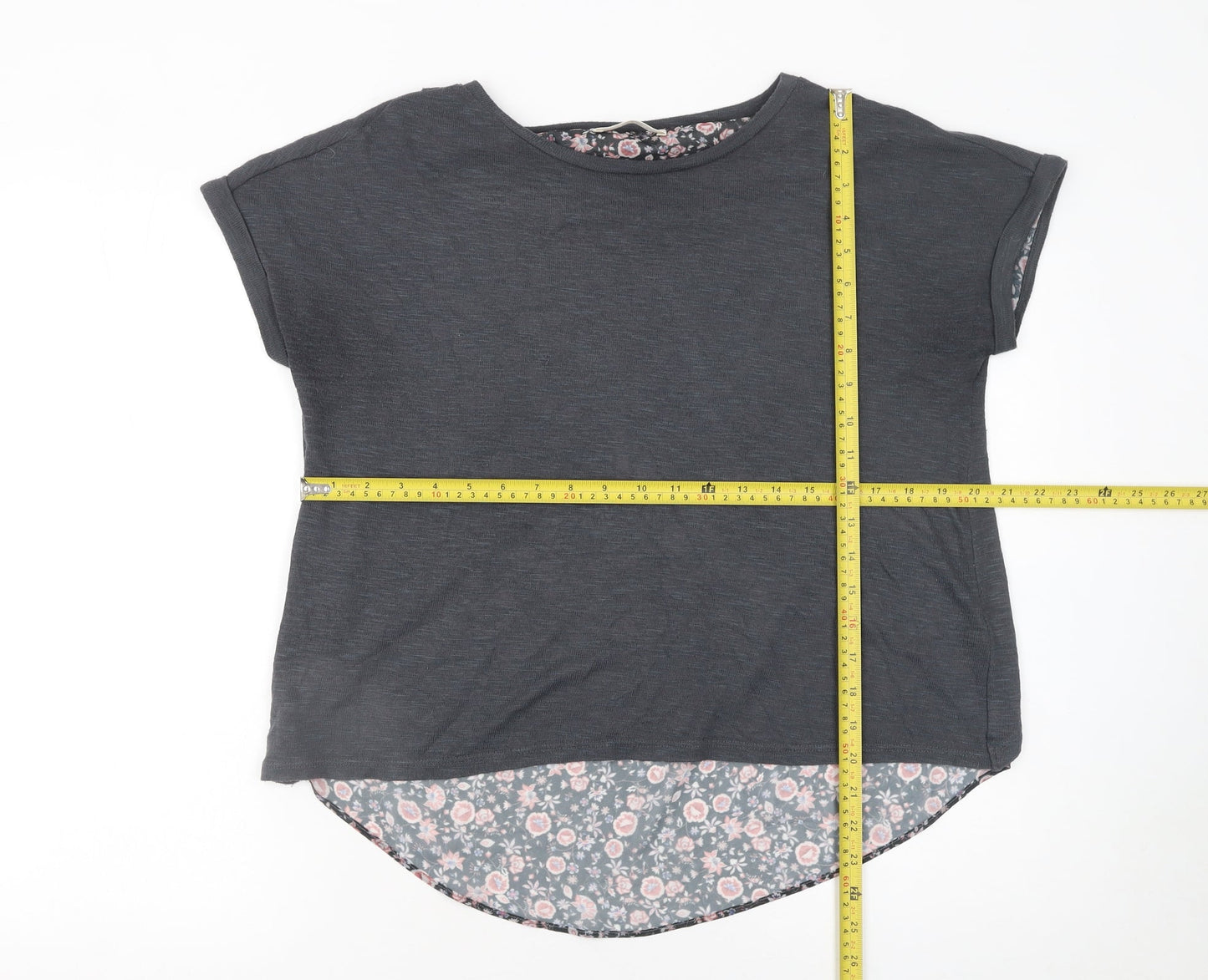 Marks and Spencer Women’s Grey Floral Back Tunic T-Shirt Size 12