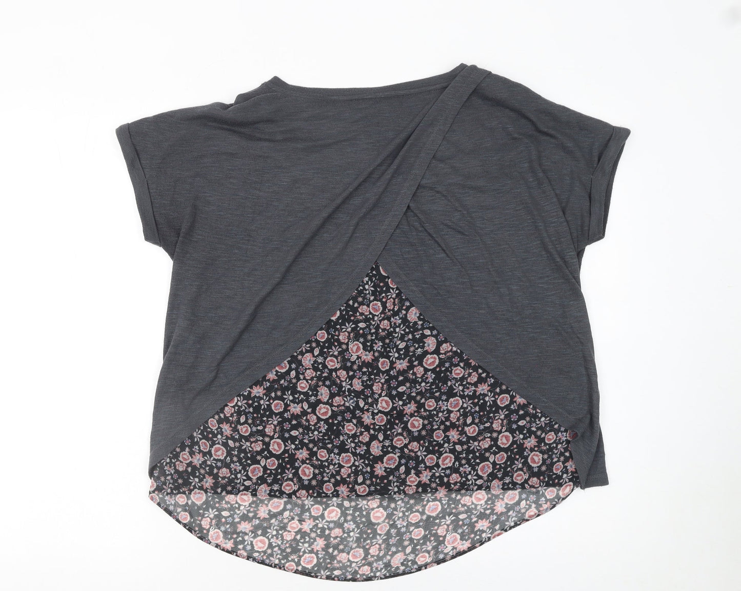 Marks and Spencer Women’s Grey Floral Back Tunic T-Shirt Size 12