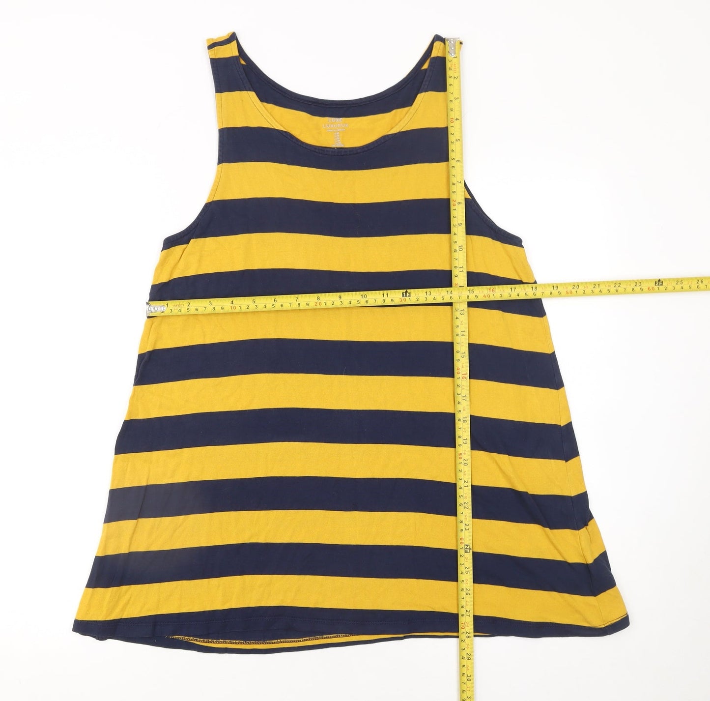 Gap Women’s Yellow and Navy Striped Tank Top Size M