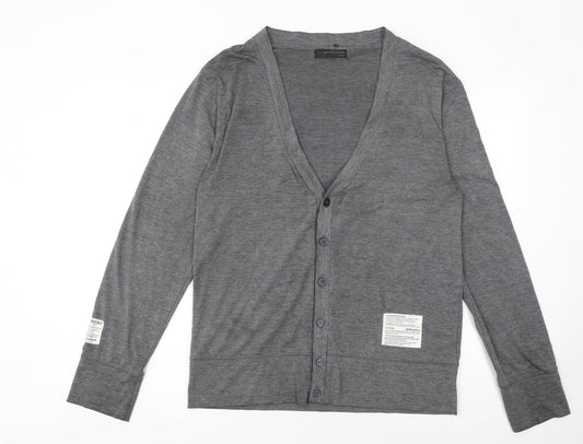 Real Words Product Men's Grey Large V-Neck Button Cardigan