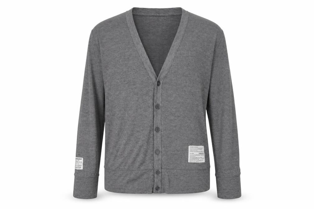 Real Words Product Men's Grey Large V-Neck Button Cardigan