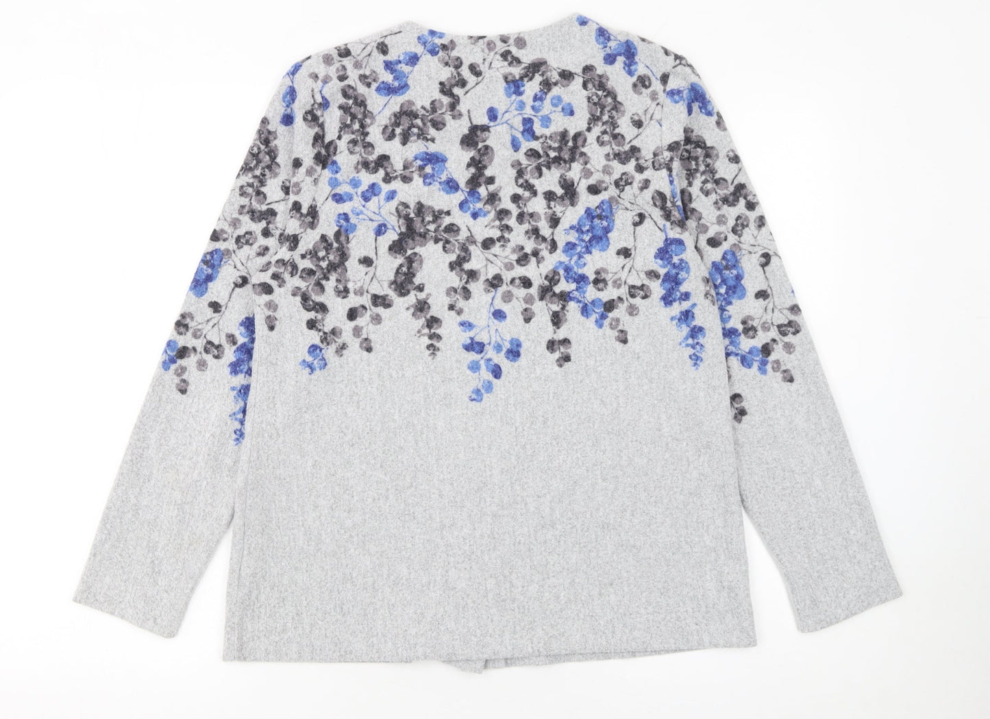 TIGI Women’s Grey Floral Knit Button Cardigan Size 8
