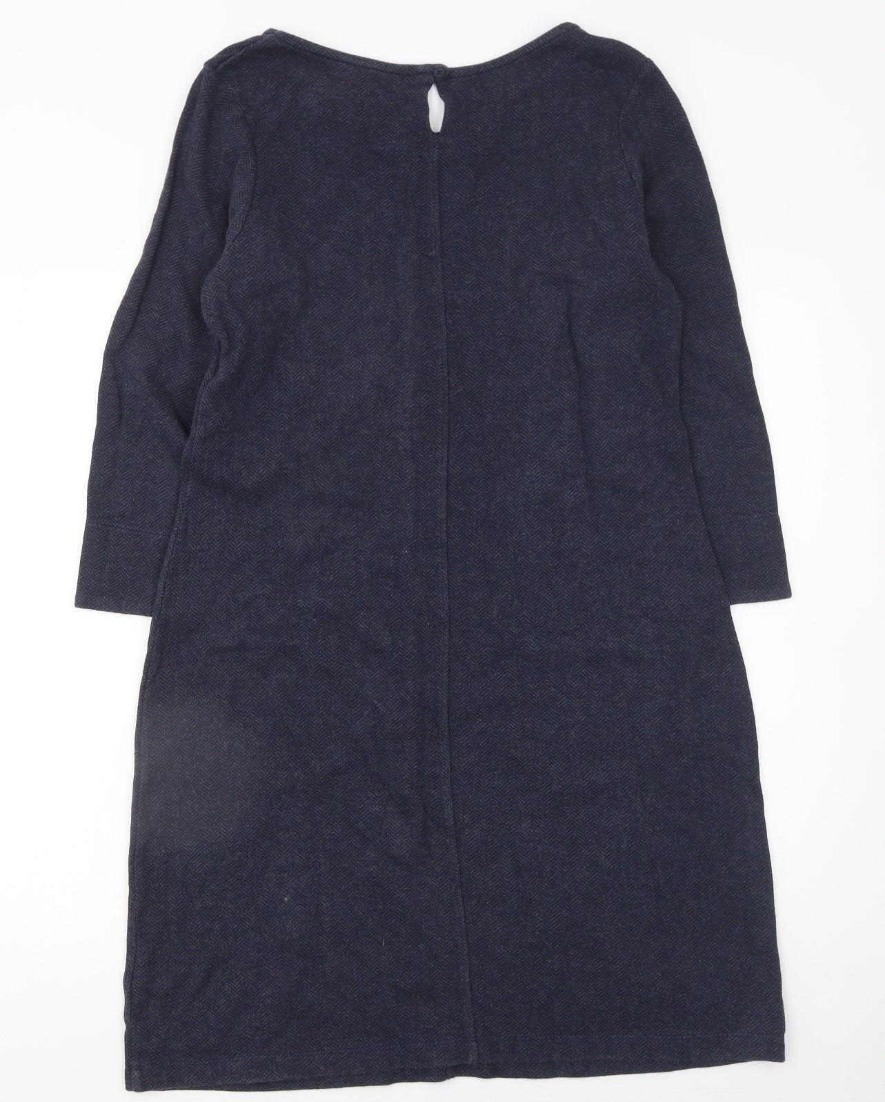 White Stuff Women’s Blue Cotton Shift Dress Size 12 Long Sleeve